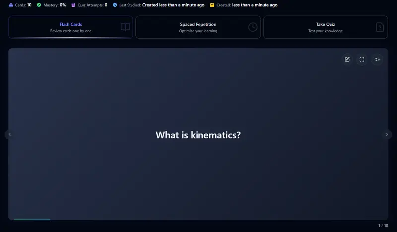 Generated flashcards from YouTube video ready to study