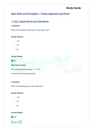 Basic Math and Pre-Algebra - Powers Exponents and Roots