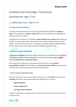 Developmental Psychology - Psychosocial Development Age 17–45