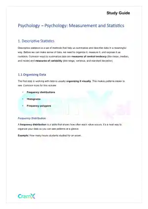 Psychology - Psychology Measurement and Statistics
