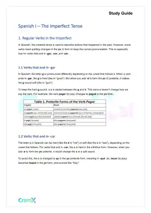 Spanish I - The Imperfect Tense