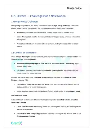 U.S. History I - Challenges for a New Nation