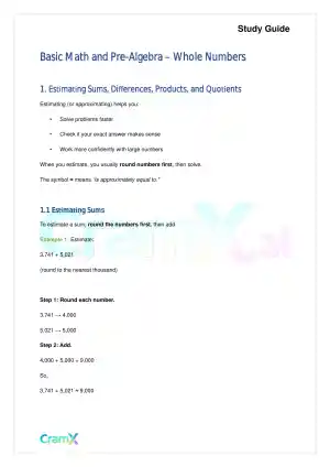 Basic Math and Pre-Algebra - Whole Numbers