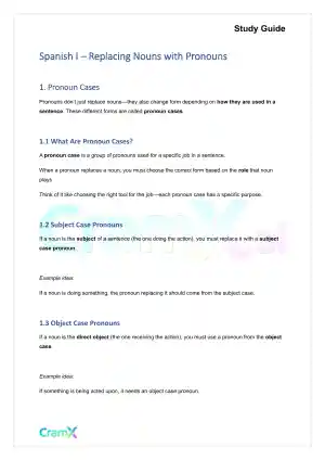 Spanish I - Replacing Nouns with Pronouns