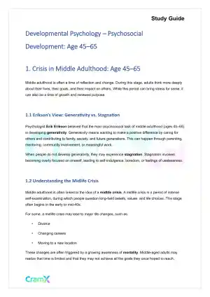 Developmental Psychology - Psychosocial Development Age 45–65