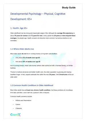 Developmental Psychology - Physical, Cognitive Development 65+