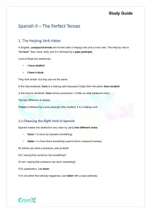 Spanish II - The Perfect Tenses