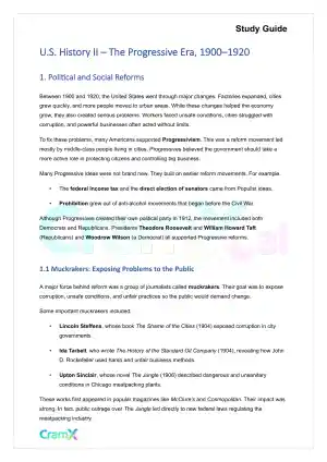 U.S. History II - The Progressive Era, 1900–1920