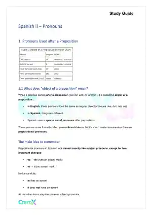 Spanish II - Pronouns