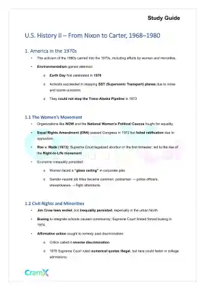 U.S. History II - From Nixon to Carter, 1968–1980