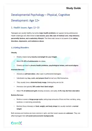 Developmental Psychology - Physical, Cognitive Development Age 12+