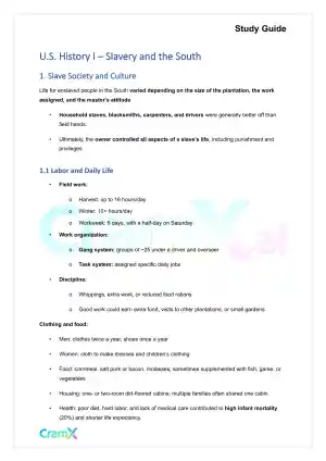 U.S. History I - Slavery and the South