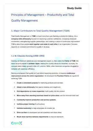 Principles of Management - Productivity and Total Quality Management