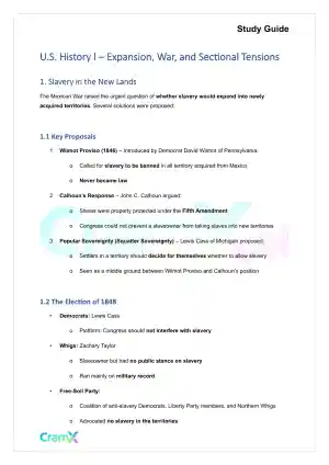 U.S. History I - Expansion, War, and Sectional Tensions