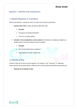 Spanish I - Adverbs and Comparisons
