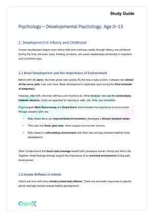 Psychology - Developmental Psychology Age 0–13