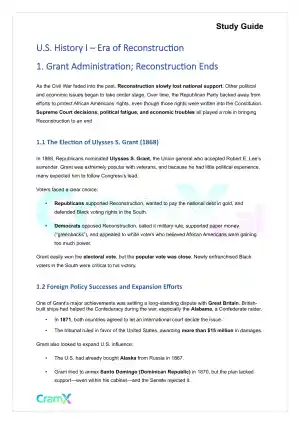 U.S. History I - Era of Reconstruction