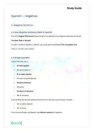 Spanish I - Negatives