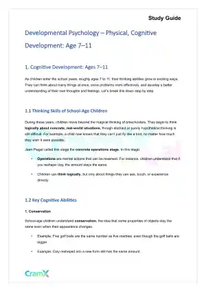Developmental Psychology - Physical, Cognitive Development Age 7–11