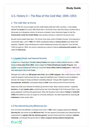 U.S. History II - The Rise of the Cold War, 1945–1953