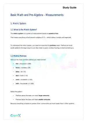 Basic Math and Pre-Algebra - Measurements