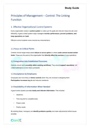 Principles of Management - Control The Linking Function