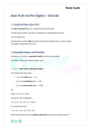 Basic Math and Pre-Algebra - Decimals