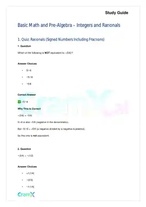 Basic Math and Pre-Algebra - Integers and Rationals