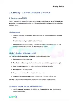 U.S. History I - From Compromise to Crisis