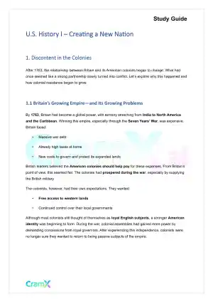 U.S. History I - From Discontent to Revolution