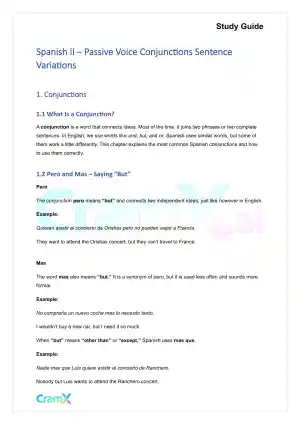 Spanish II - Passive Voice Conjunctions Sentence Variations