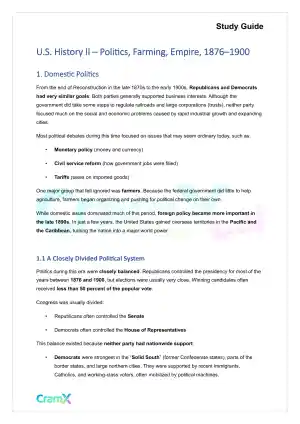 U.S. History II - Politics, Farming, Empire, 1876–1900