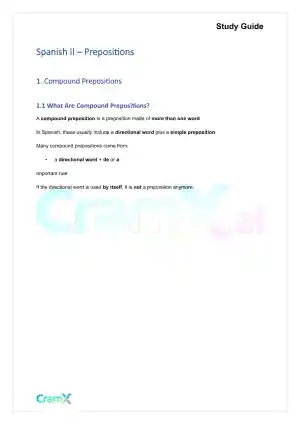 Spanish II - Prepositions