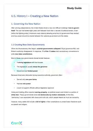 U.S. History I - Creating a New Nation