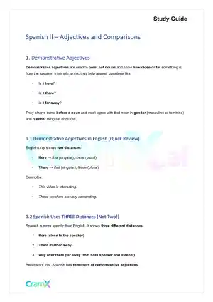 Spanish II - Adjectives and Comparisons