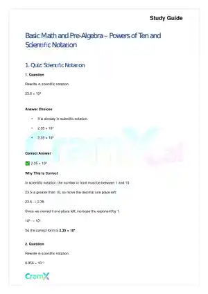 Basic Math and Pre-Algebra - Powers of Ten and Scientific Notation