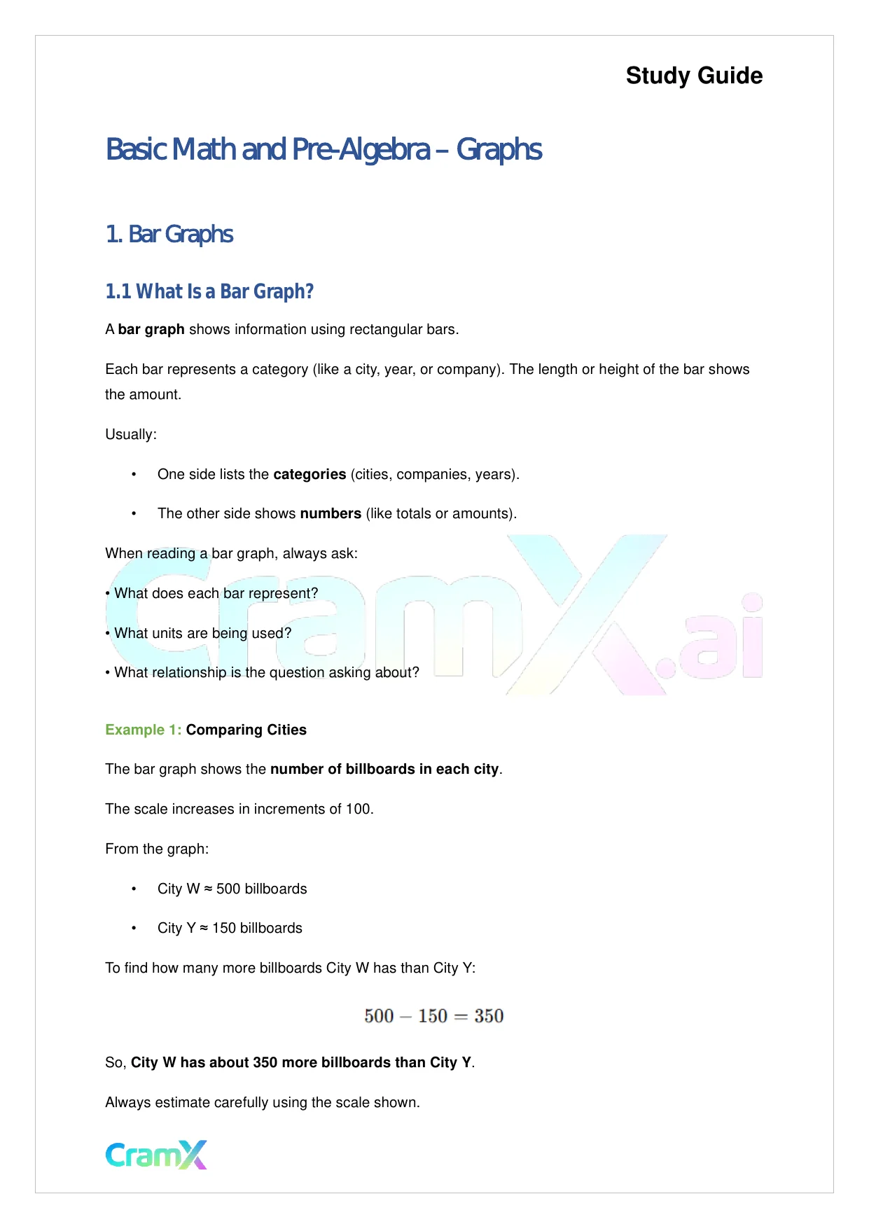 Basic Math and Pre-Algebra - Graphs - Quick Guides | Mathematics | CramX