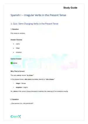 Spanish I - Irregular Verbs in the Present Tense