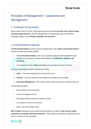 Principles of Management - Leadership and Management