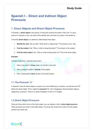 Spanish I - Direct and Indirect Object Pronouns