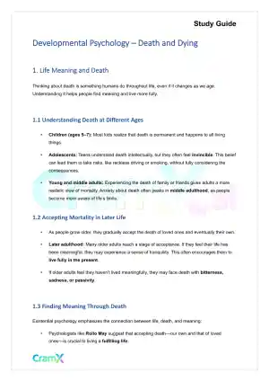 Developmental Psychology - Death and Dying