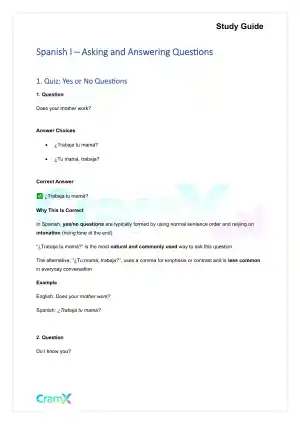 Spanish I - Asking and Answering Questions