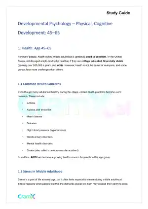 Developmental Psychology - Physical, Cognitive Development 45–65