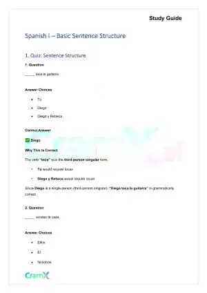 Spanish I - Basic Sentence Structure