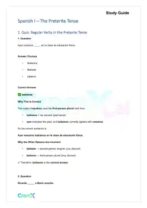 Spanish I - The Preterite Tense