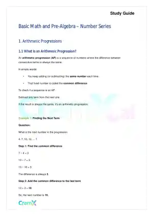 Basic Math and Pre-Algebra - Number Series