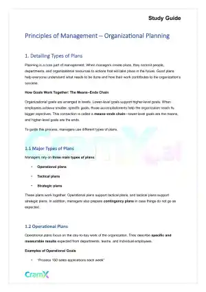 Principles of Management - Organizational Planning
