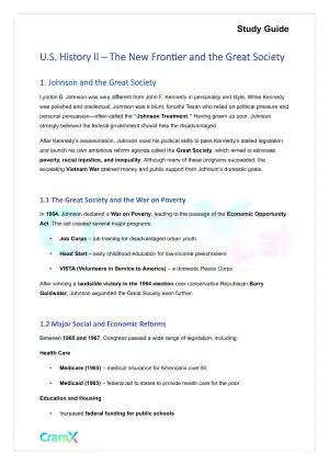 U.S. History II - The New Frontier and the Great Society