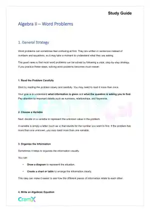 Algebra II – Word Problems