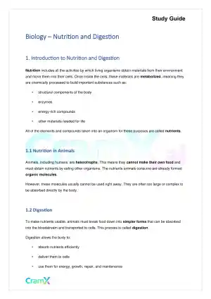 Biology - Nutrition and Digestion